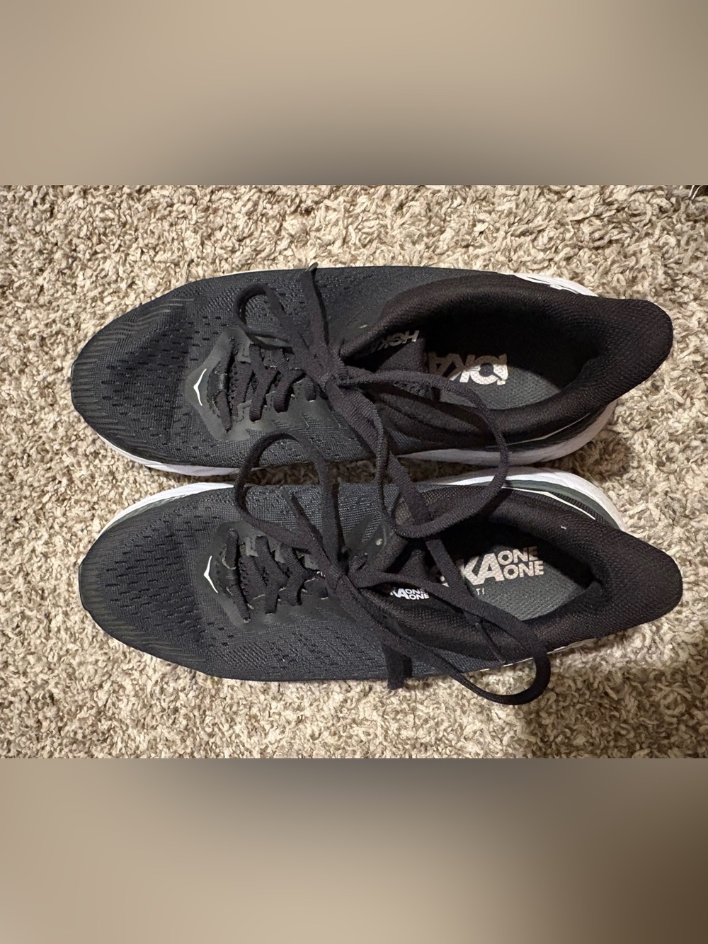 Hoka One One Black Athletic Sneakers with Blue Logo
